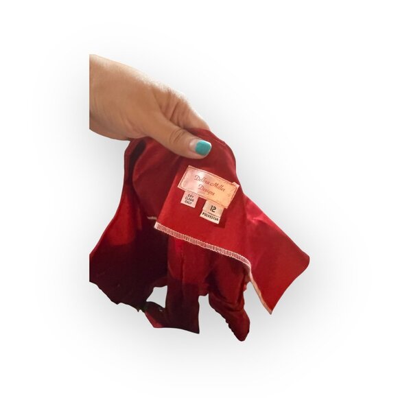 Rachel Roy Red Dress & Matching Jacket – Size 12, Black Lace Trim, Designer Set - Picture 4 of 7